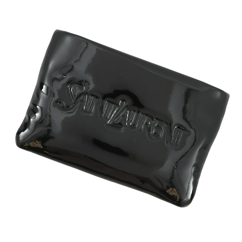 Saint Laurent Paris coin case Wallet Puffy Patent Vernis Wallet Black Card
